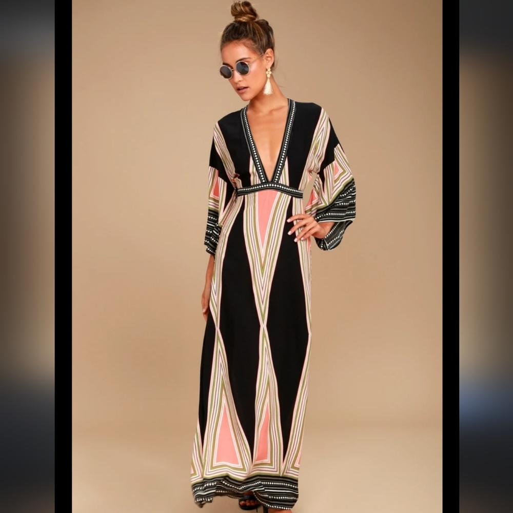 LULU'S Montecito Black Print Maxi Dress - SIZE S